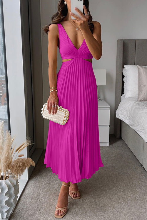 LM | V-neck pleated maxi dress
