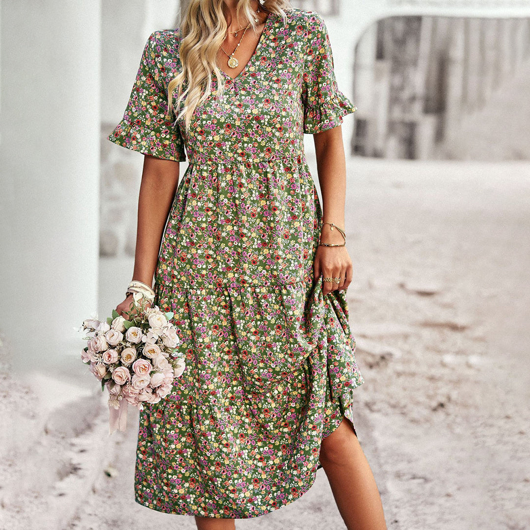 LM | Elegant floral midi dress