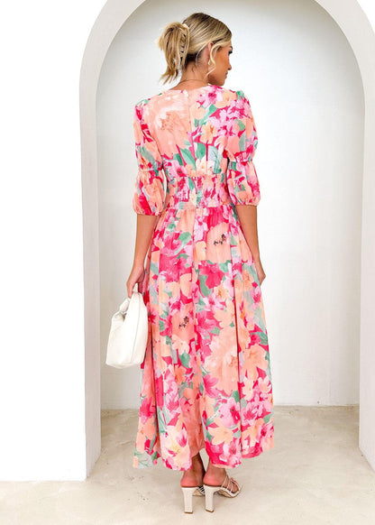 LM | Sweet Pink V-neck maxi dress