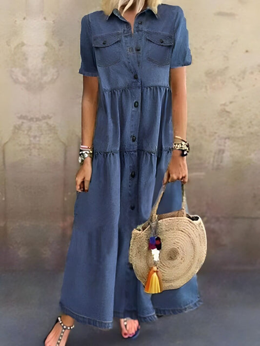 LM | Maxi dress with button placket