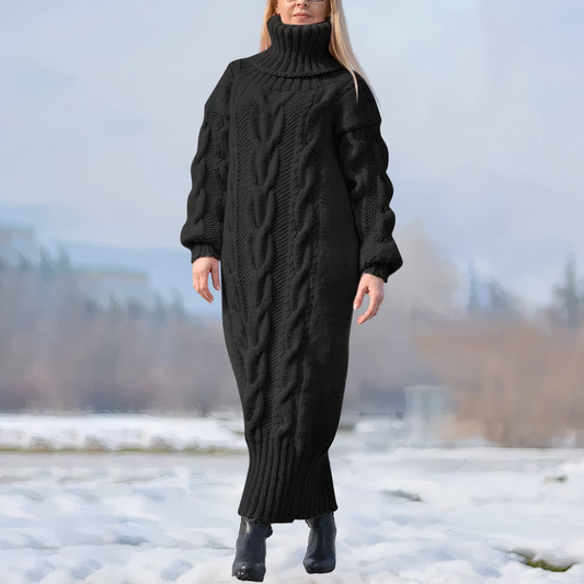 LM | long maxi dress with high collar and cable structure