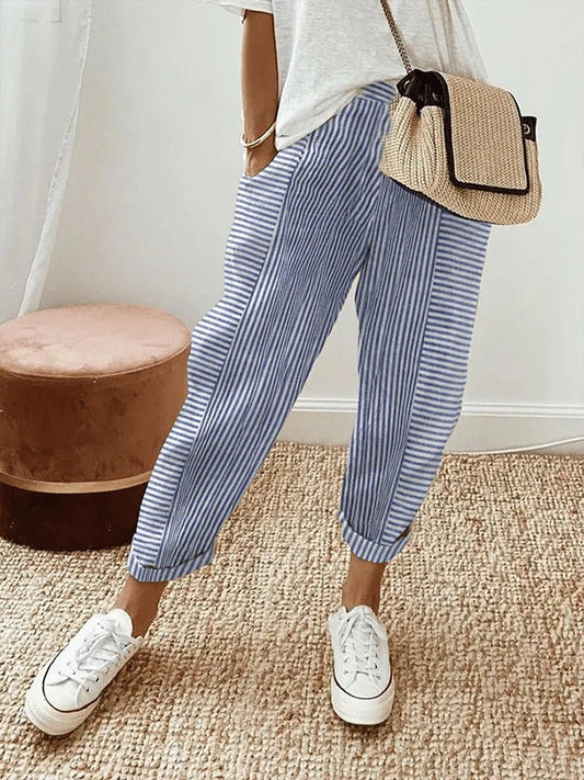 LM | Striped fabric pants for women