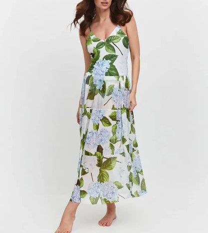 LM | Stylish floral swimsuit with skirt
