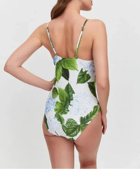 LM | Stylish floral swimsuit with skirt
