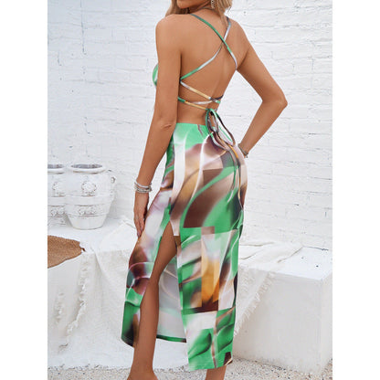 LM | Women's midi dress - Bodycon fit - Spaghetti straps - Slip-on style