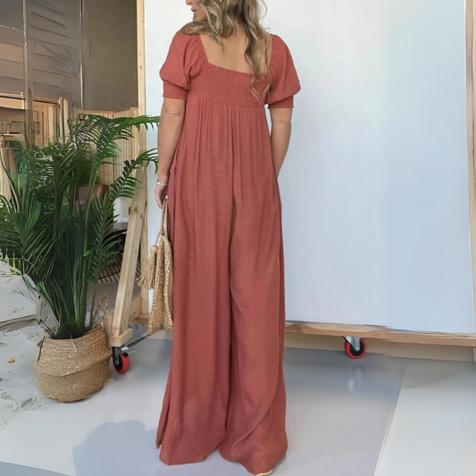 TS | Jumpsuit with square neckline and buttons