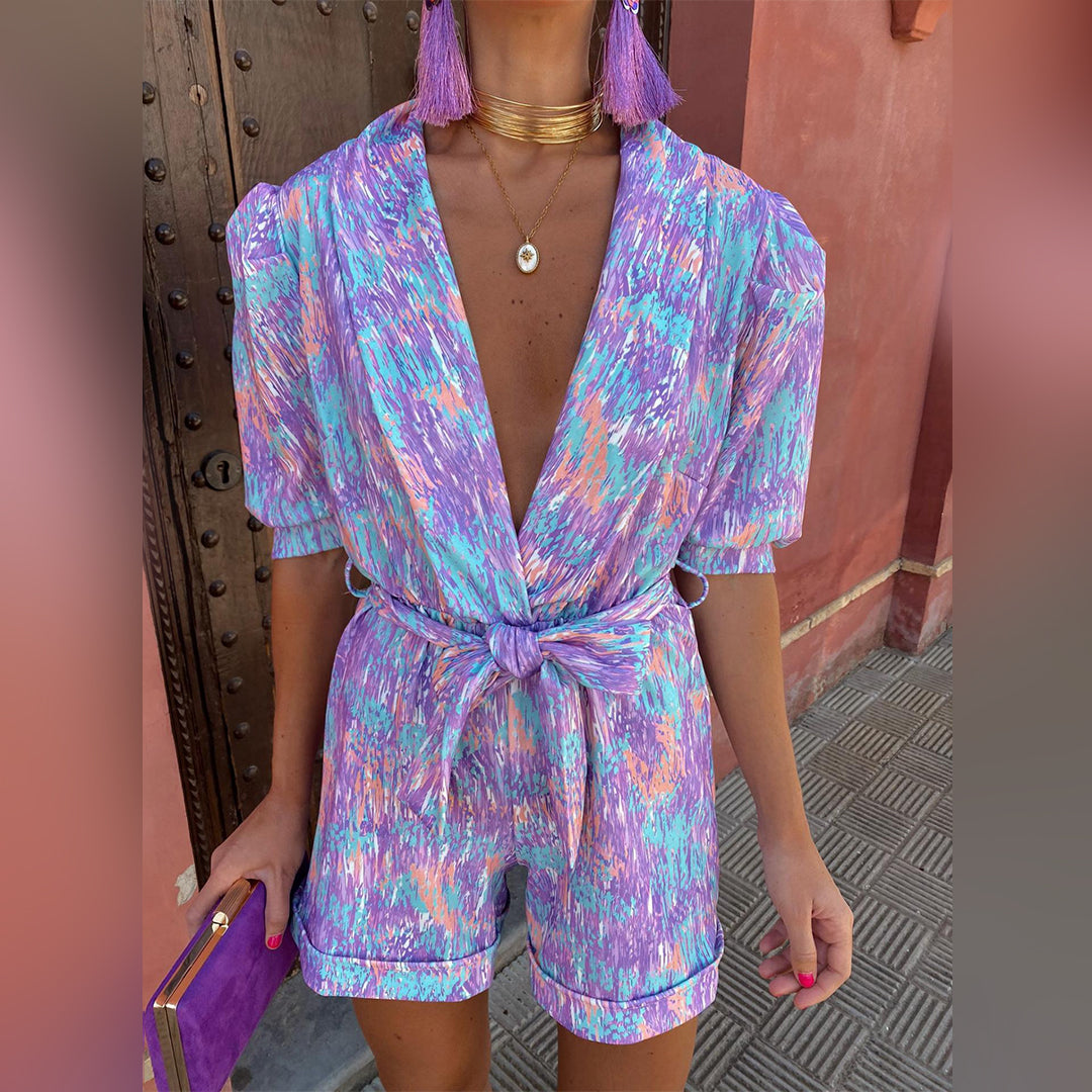 LM | Stylish summer romper with V-neck