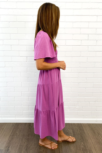 LM | Feminine off-shoulder midi dress