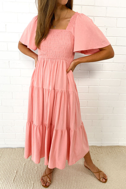 LM | Feminine off-shoulder midi dress