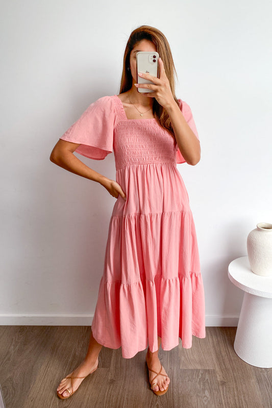 LM | Feminine off-shoulder midi dress