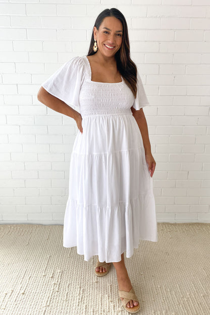 LM | Feminine off-shoulder midi dress