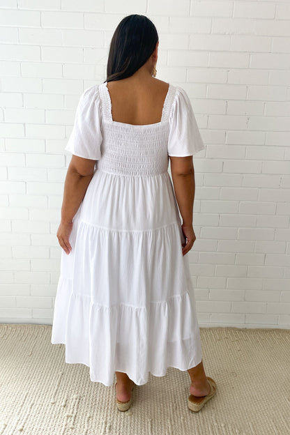 LM | Feminine off-shoulder midi dress