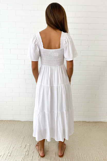 LM | Feminine off-shoulder midi dress