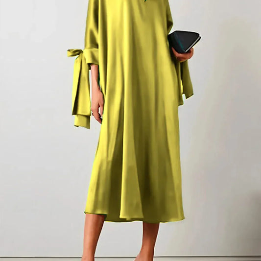 LM | Women Floral Elegant Plus Size Midi Dress Lace Up Flare Sleeve Vintage Summer Wedding Casual Dress