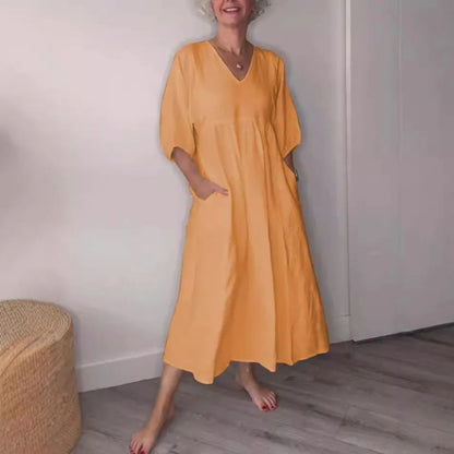 LM | Relaxed elegance V-neck maxi dress