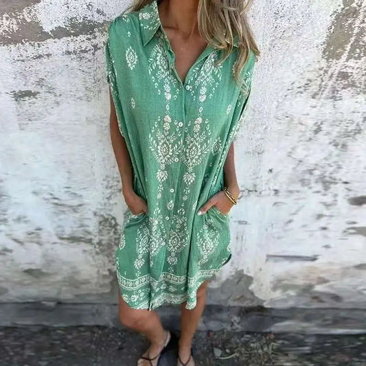 LM | Midi dress with buttoned pockets