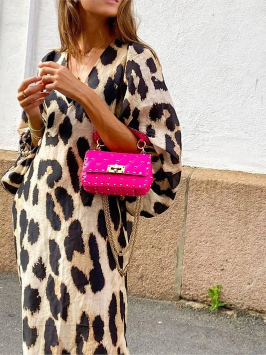LM | Luxe midi dress with leopard print