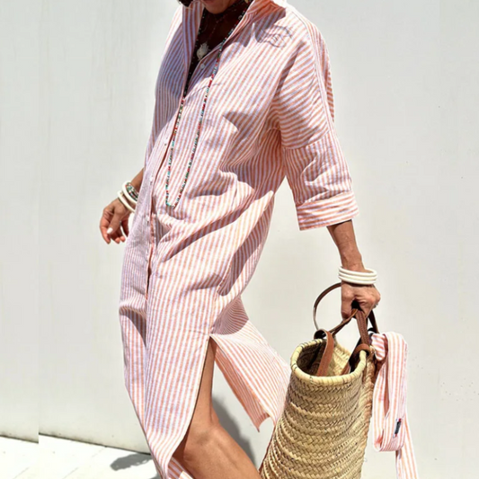 LM | Comfortable striped midi dress