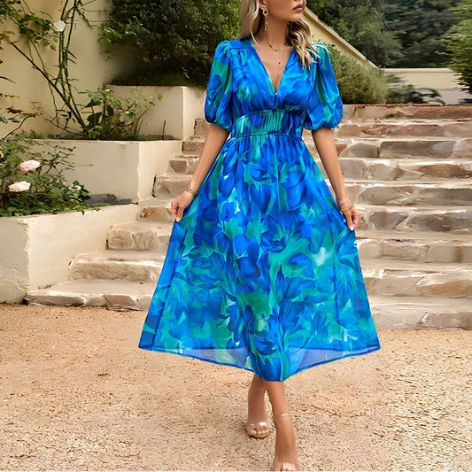 LM | Midi dress with V-neck