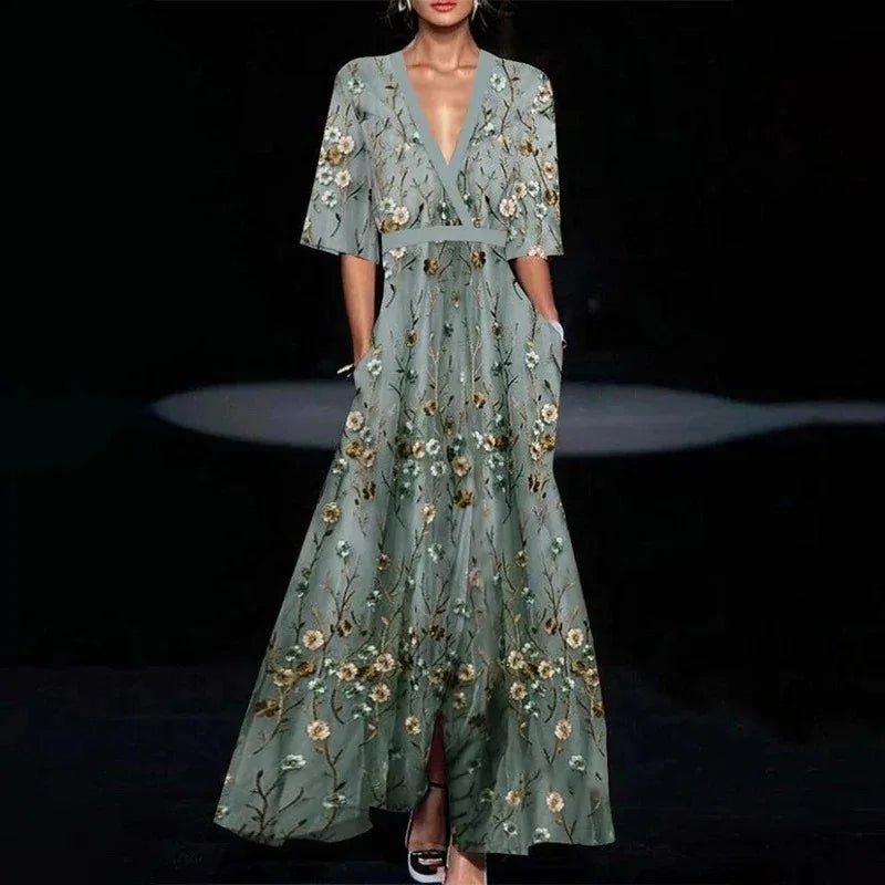 LM | Elegant maxi dress with floral pattern