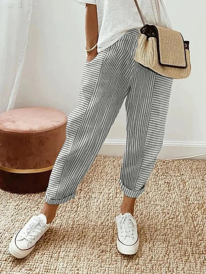 LM | Striped fabric pants for women
