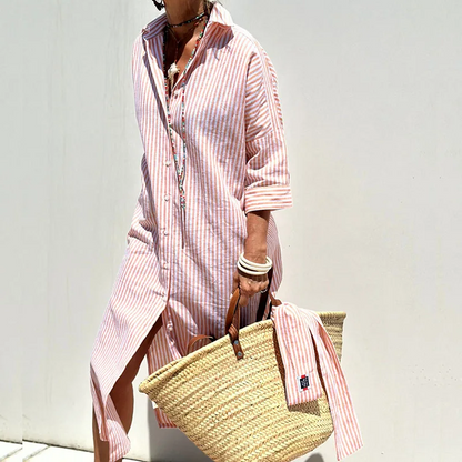 LM | Comfortable striped midi dress