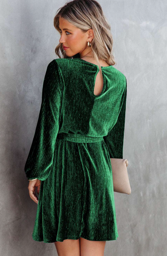 LM | Long-sleeved velvet mini dress