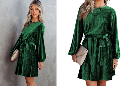 LM | Long-sleeved velvet mini dress