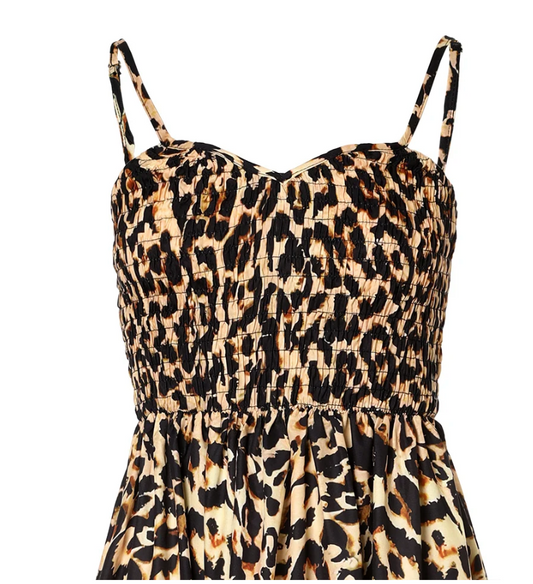 LM | Maxi dress with leopard print and spaghetti straps