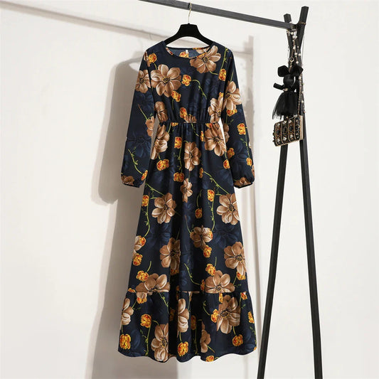 LM | spring summer bohemian maxi dress with floral print