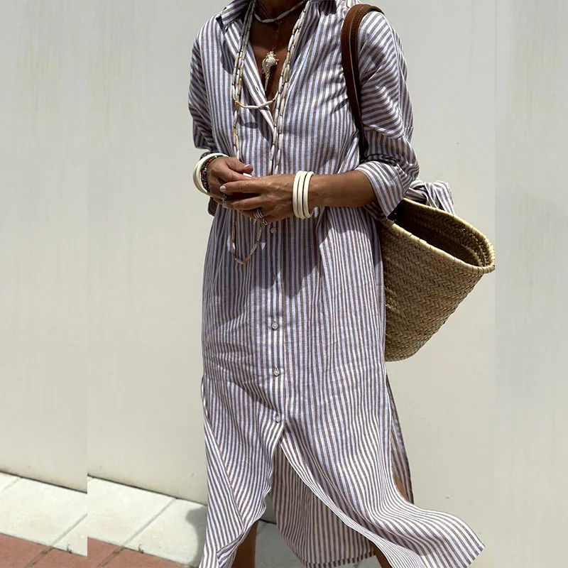 LM | Comfortable striped midi dress