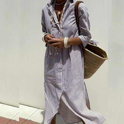 LM | Comfortable striped midi dress