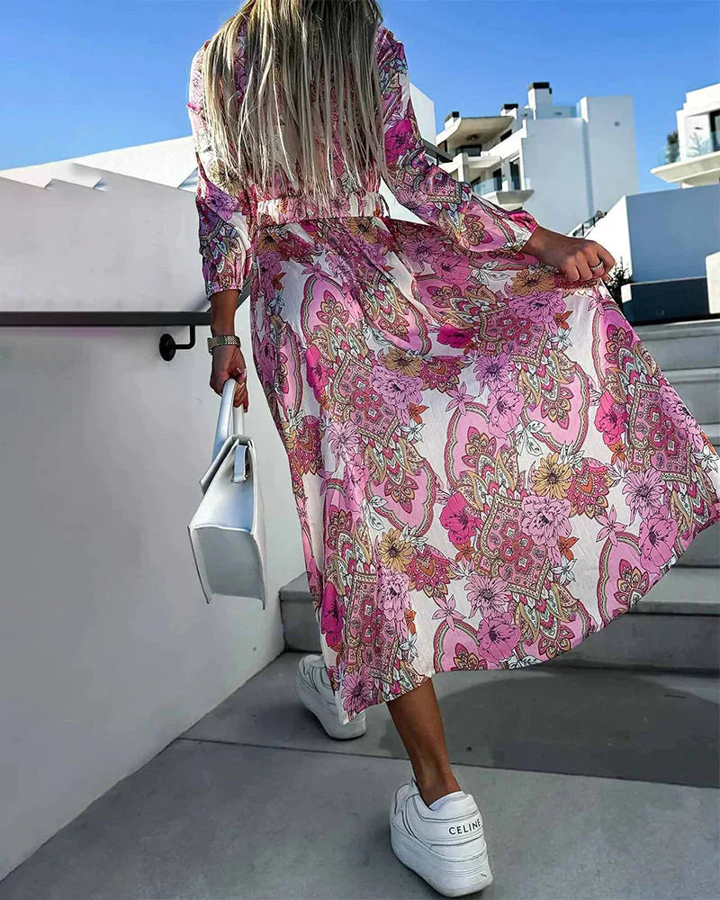 LM | elegant maxi dress with V-neck for weddings and special occasions
