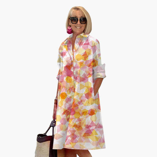 LM | Women's boho midi dress with pockets and long sleeves