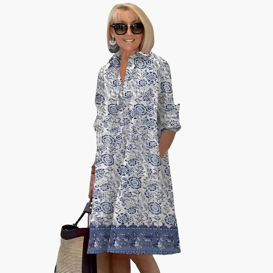 LM | Women's boho midi dress with long sleeves and pockets