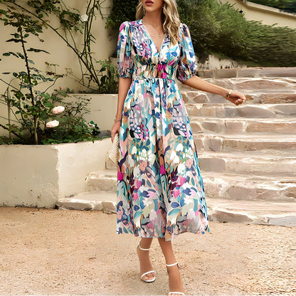 LM | Midi dress with V-neck