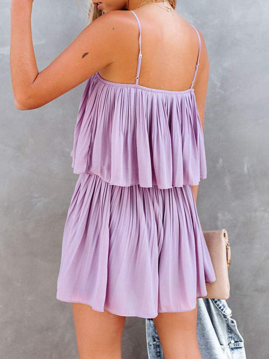LM | Ruched spaghetti strap romper