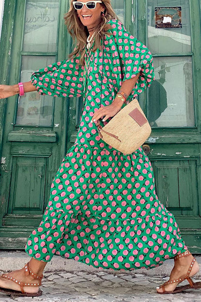 LM | Midi dress with puff sleeves
