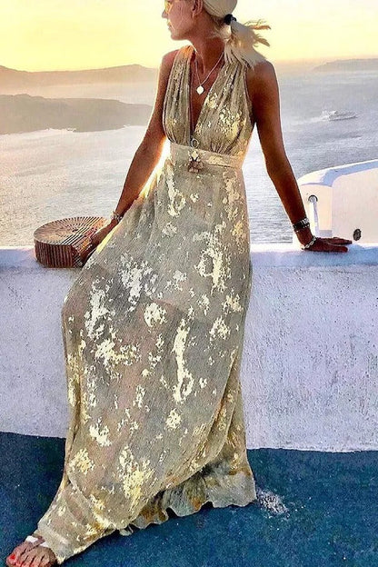 LM | Golden Sunset Stories maxi dress with V-neckline