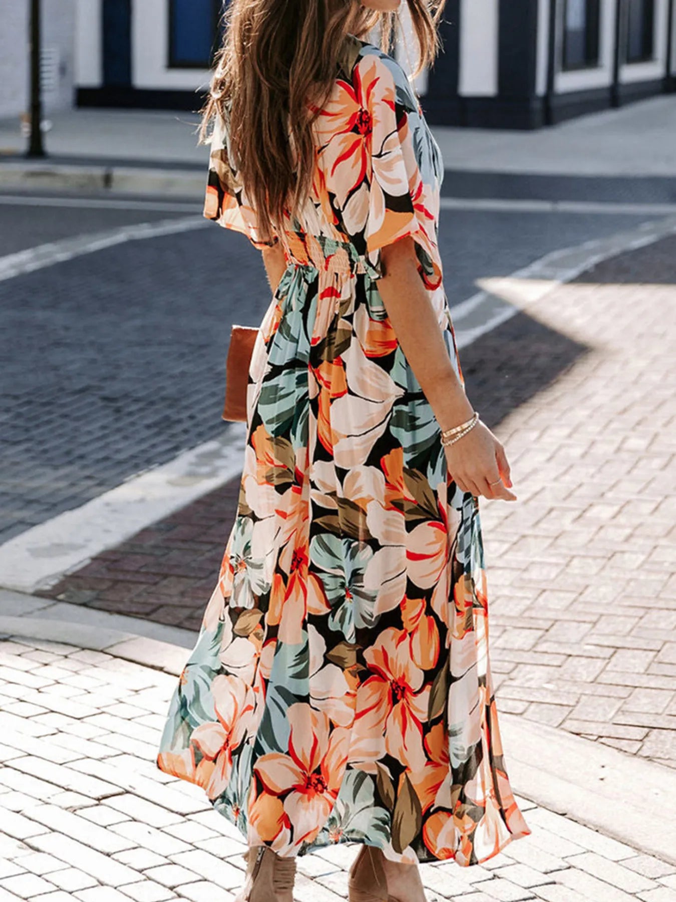 LM | Floral Wrap V-Neck Maxi Dress
