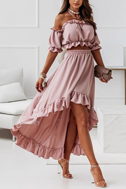 LM | Off-the-shoulder midi dress suit