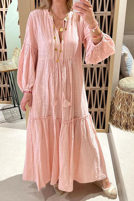 LM | Take Me To Cabo Ethnic Unique Print Button Loose Shirt Midi Dress