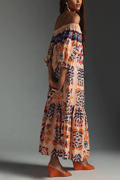 LM | Island Lover Printed off-the-shoulder, flowing midi dress