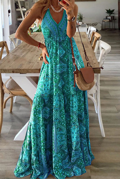 LM | Celeste Boho printed strappy maxi dresses with elastic waist