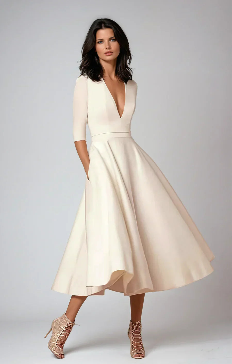 LM | elegant midi dress in a vintage look for women
