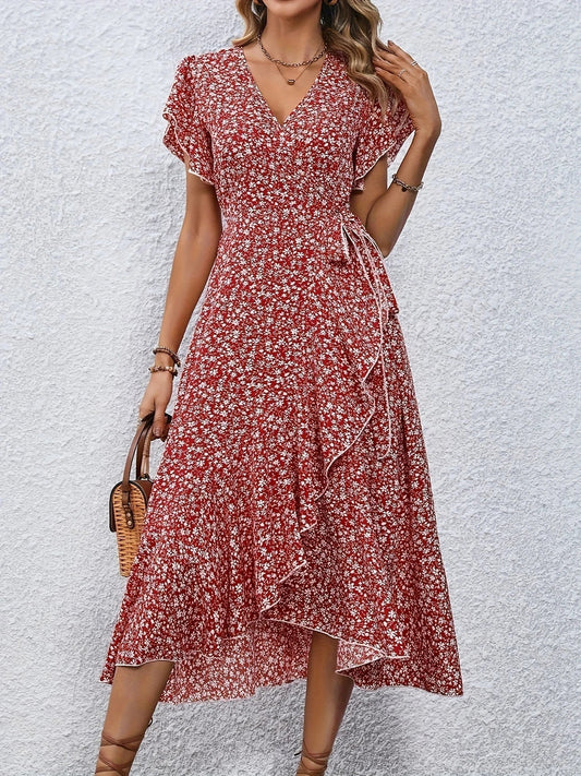 LM | airy maxi dress with ruffled sleeves and waistband