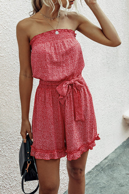 LM | Smocked strapless floral romper