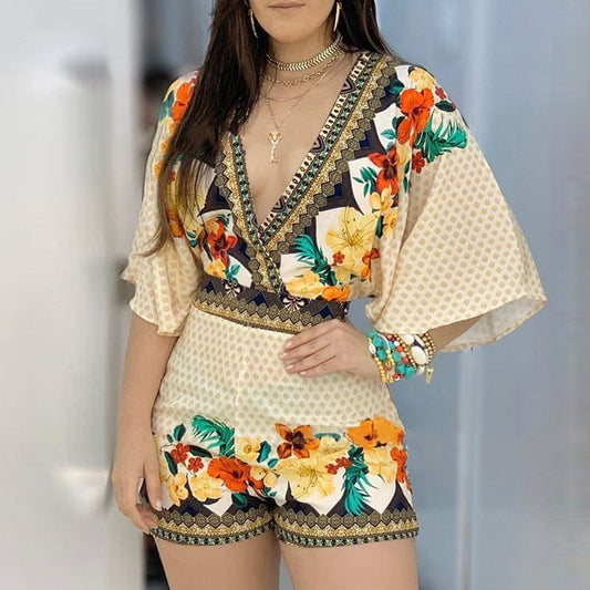 LM | Elegant floral print Romper