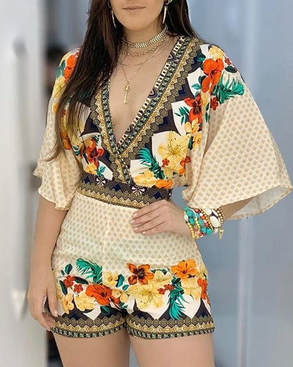 LM | Elegant floral print Romper