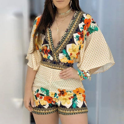 LM | Elegant floral print Romper